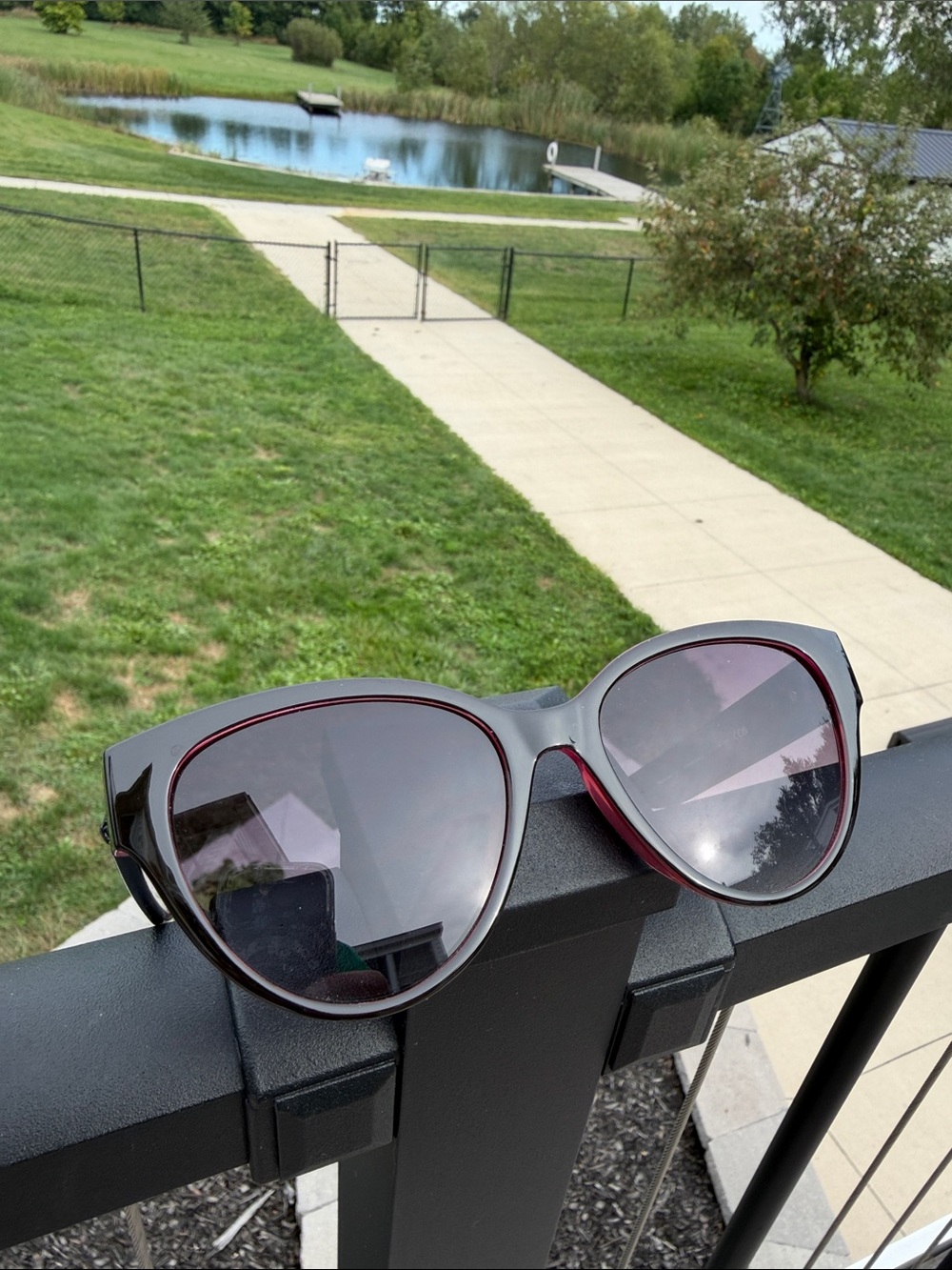 Kurt Geiger Burgundy Oversized Cat Eye Sunglasses